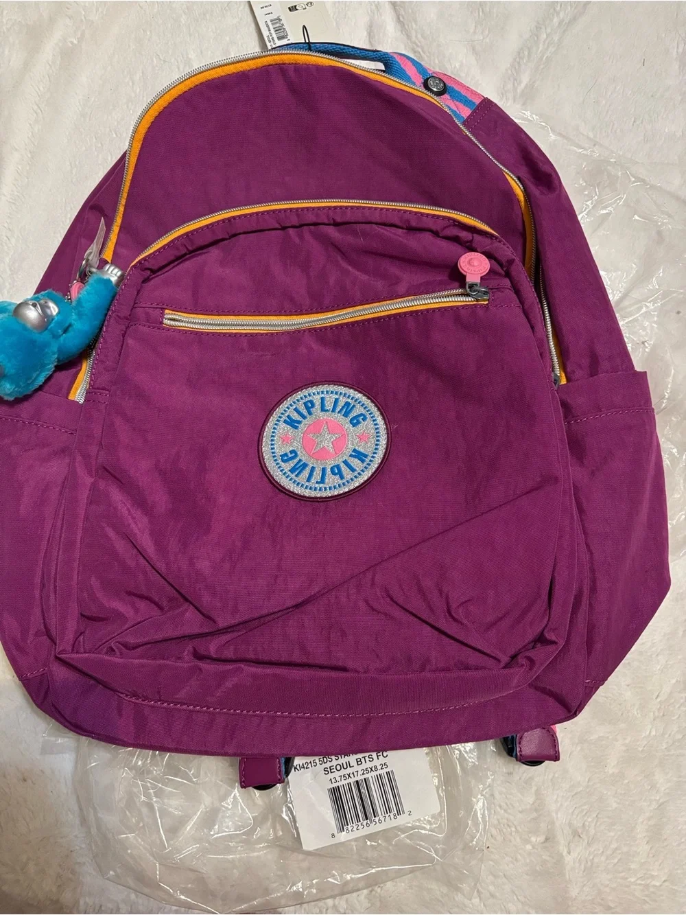 Kipling stars pop magenta large Seoul backpack nwt